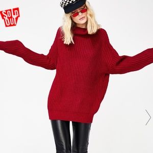 DollsKill On The Flip Side Red Chunky Knit Sweater